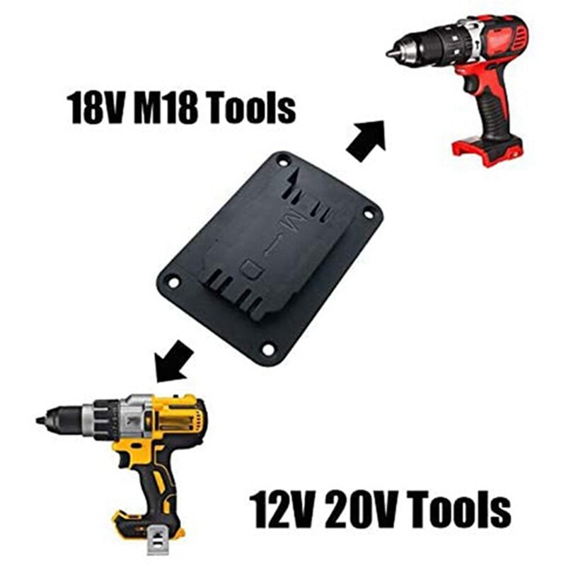 10 Sets of Tool Mounting Brackets for Dewalt 20V 12V M18 Lithium Battery with Stainless Steel Screws (Black)