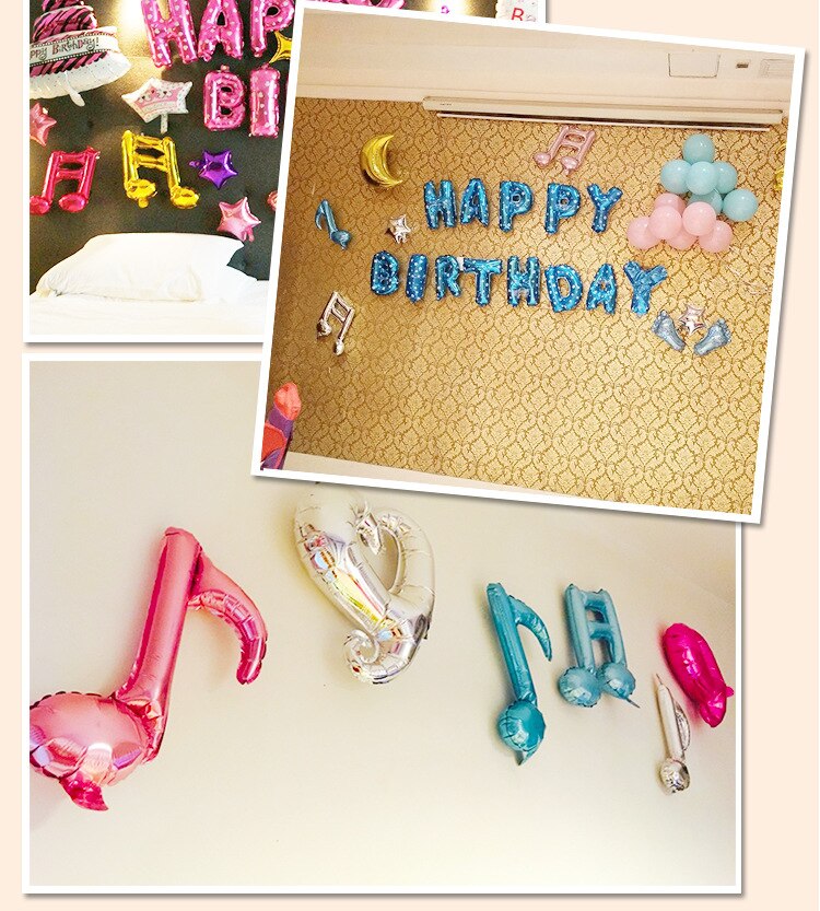 TIK Theme Birthday Decorations Party Photo Backdrop, Party Decorations Fuchsia Black Teal Foil Curtains/Music Note Balloons for