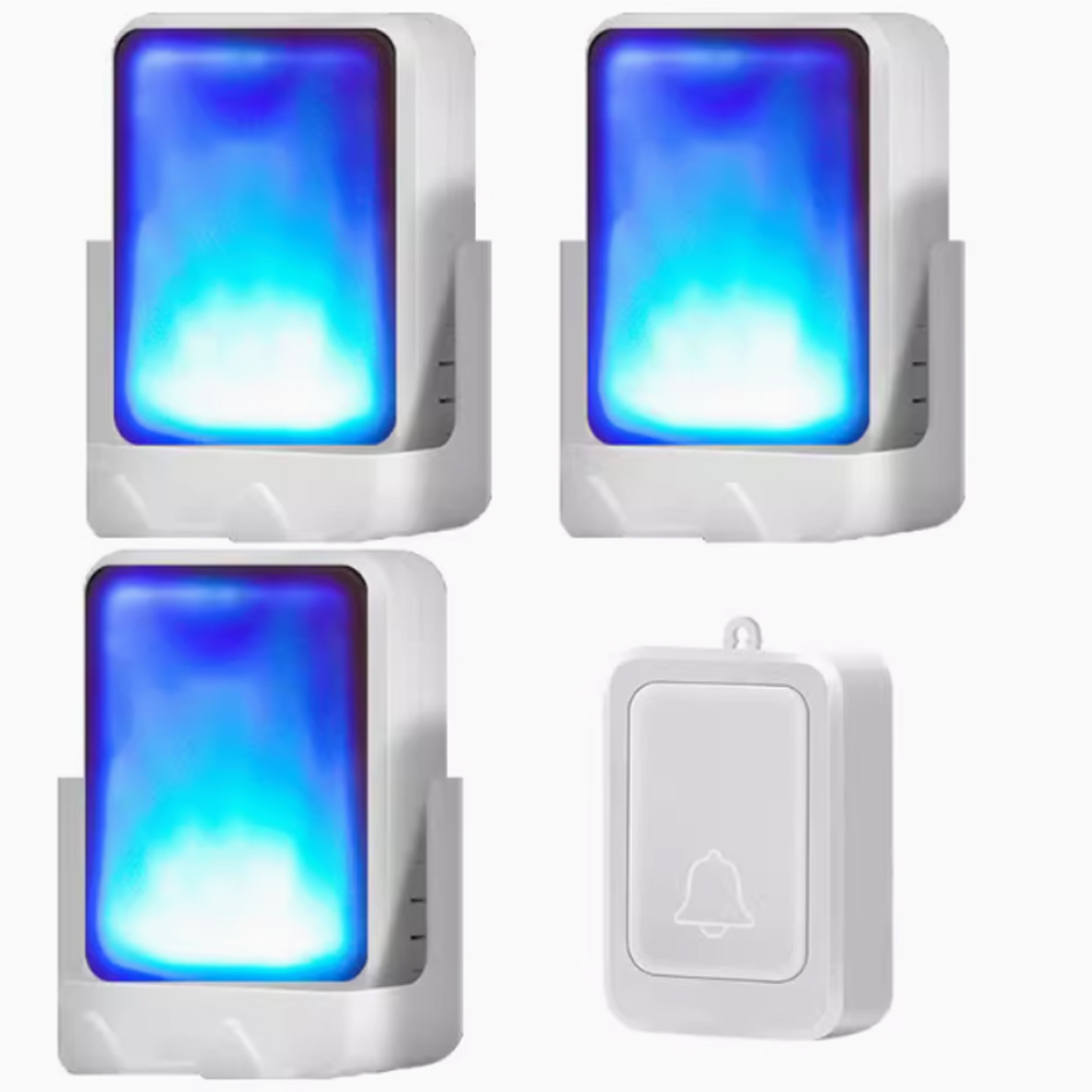 7-Farben-Lichtblitz, Musik-Türklingel, kabellose Türklingel, geeignet für Gehörlose/Schwerhörige, M usic, kann geändert werden: Blau