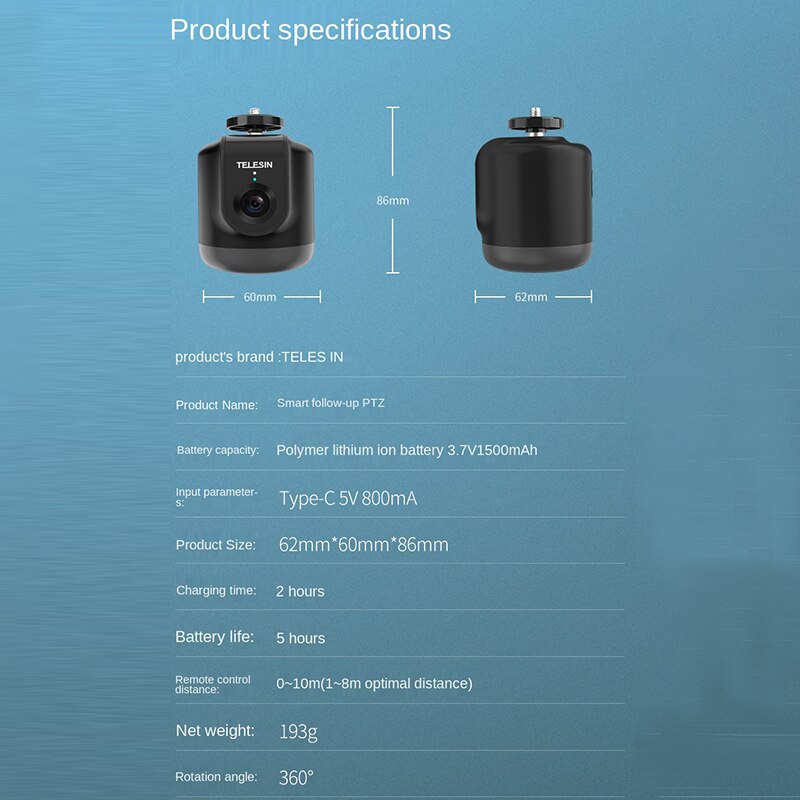 Suivi intelligent à 360 degrés GoPro Osmo, charge à cardan d'action, suivi d'objet, caméra AI, reconnaissance des piétons, Vlog Live