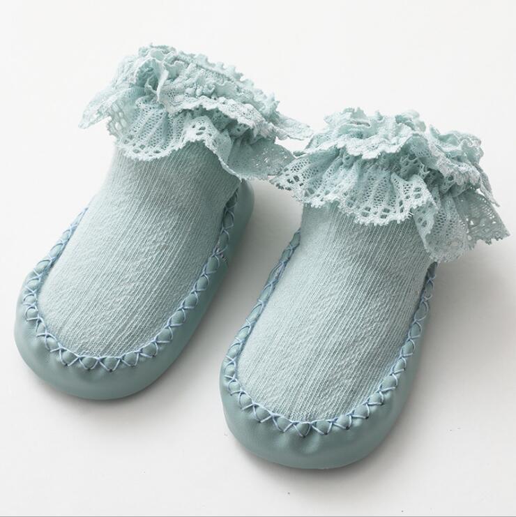 Calcetines con suelas de goma para bebé recién nacido, Zapatos para niño y niña, Calcetines antideslizantes de suela blanda para primavera y verano,: green / 6-12M