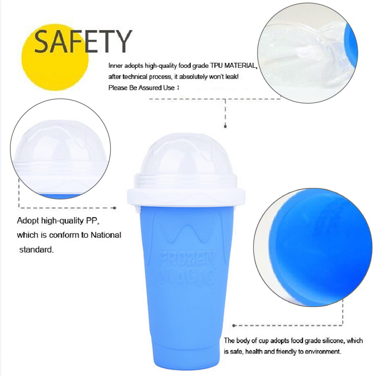 Machine à Slushie, tasse de refroidissement pour Smoothie, broyeur de glace domestique, tasse de refroidissement pour Slushie surgelée, pour lait fait maison