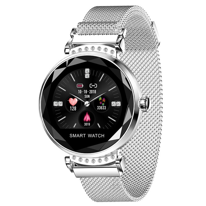 H2 Fitness Tracker Smart Bracelet Waterproof Women ladies Smartwatch Heart rate monitor watch For android and IOS: Silver