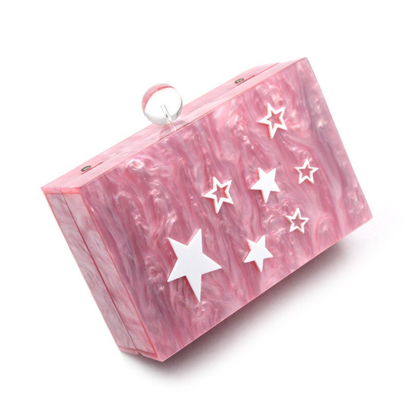 rose acrylique mignon sac en cuir et sac à main sac de soirée lettre étoile sac géométrique dames femmes chaîne Messenger sacs