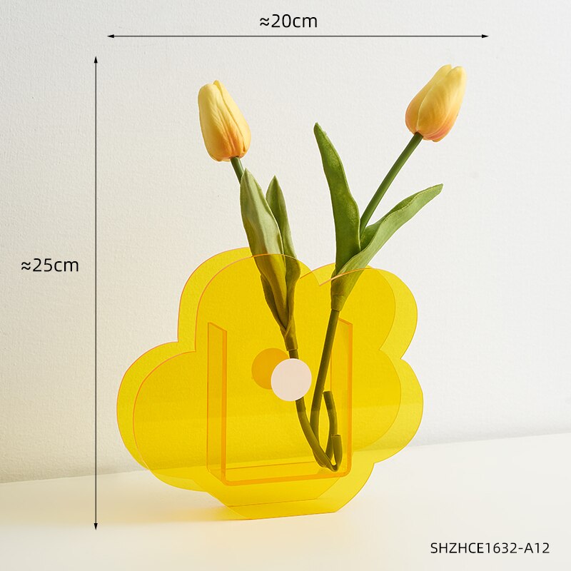 Vase en acrylique Transparent, décoration nordique, décoration de Table pour la maison, salon, chambre à coucher, décoration de bureau,: Combination 7