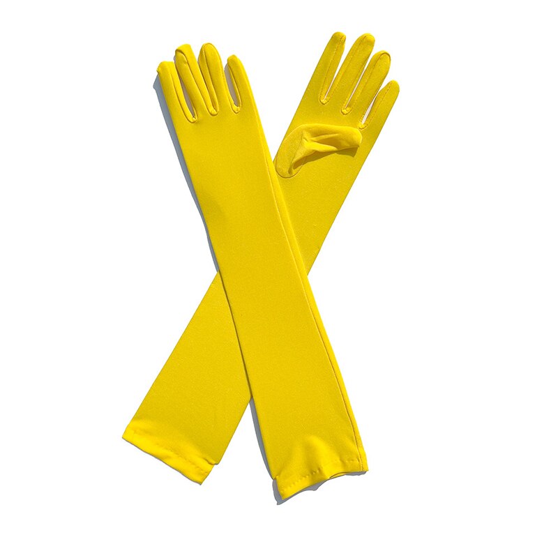 Klassische Erwachsene Schwarz Weiß verrotten Grün Oper/Ellenbogen/Handgelenk strecken Satin- Finger Lange Handschuhe Frauen Klappe Handschuhe Passenden kostüm: Leuchtend Gelben