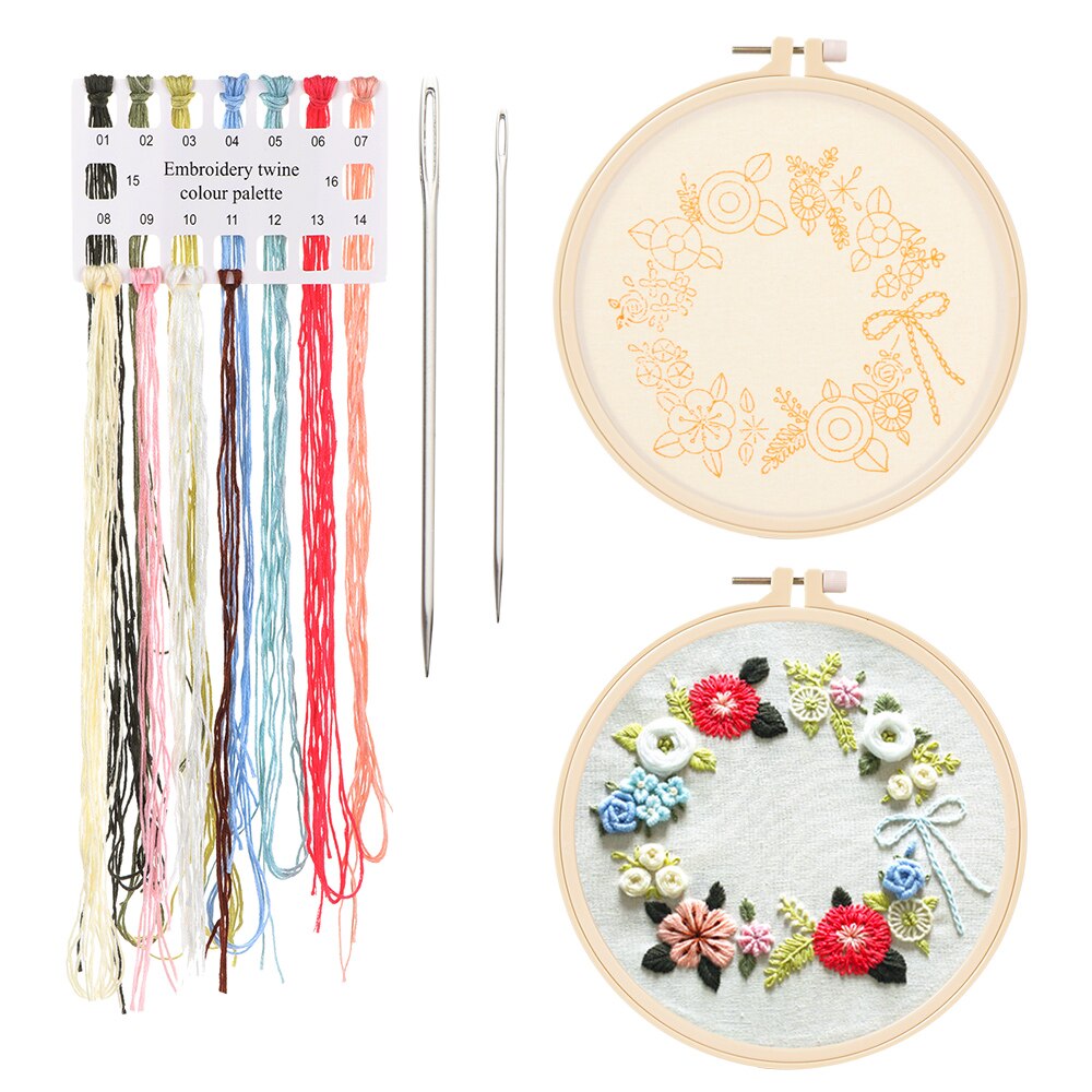 DIY Art Sewing Craft Circle Embroidery Kit Needlework Embroidery Cross Stitch Kits for Beginner Hand-stitched Home Decor