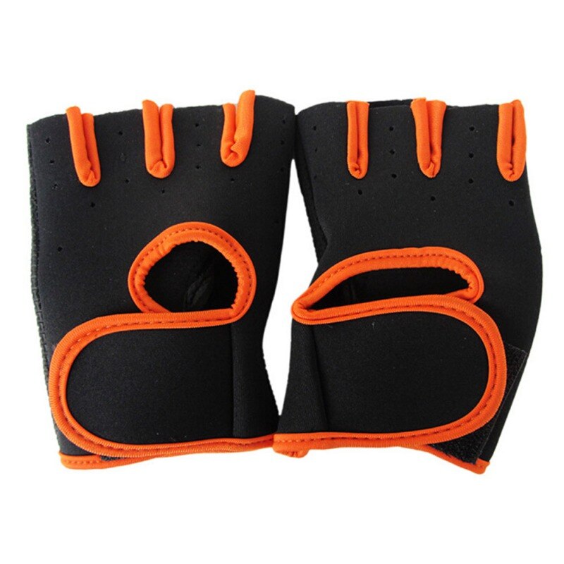 Women Men Weight Lifting Exercise Half Finger Work Out Gloves: Orange / M