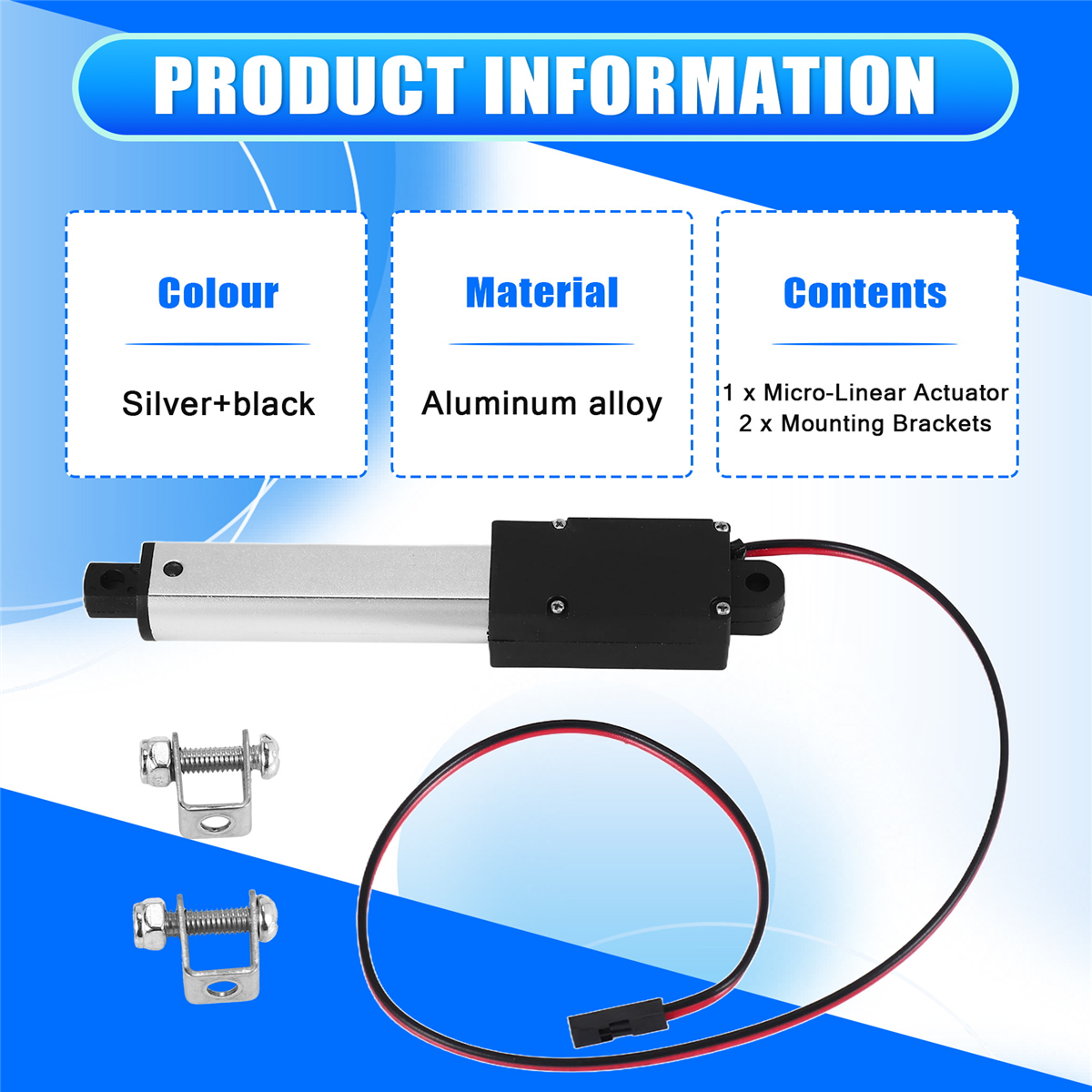 Micro-Linear Actuator, 2 Inch Stroke, 90N/20.3Lb, Speed 9.5mm/S Electric Waterproof Actuator Motor Linear Actuator 12V