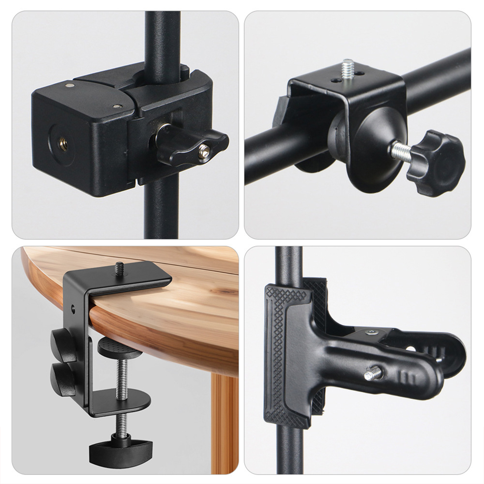 C Klem Basis Stand Montage Accessoire Zwart Desktop Mount Houder Verstelbare Hoek te installeren voor camera's Fotostudio Planken
