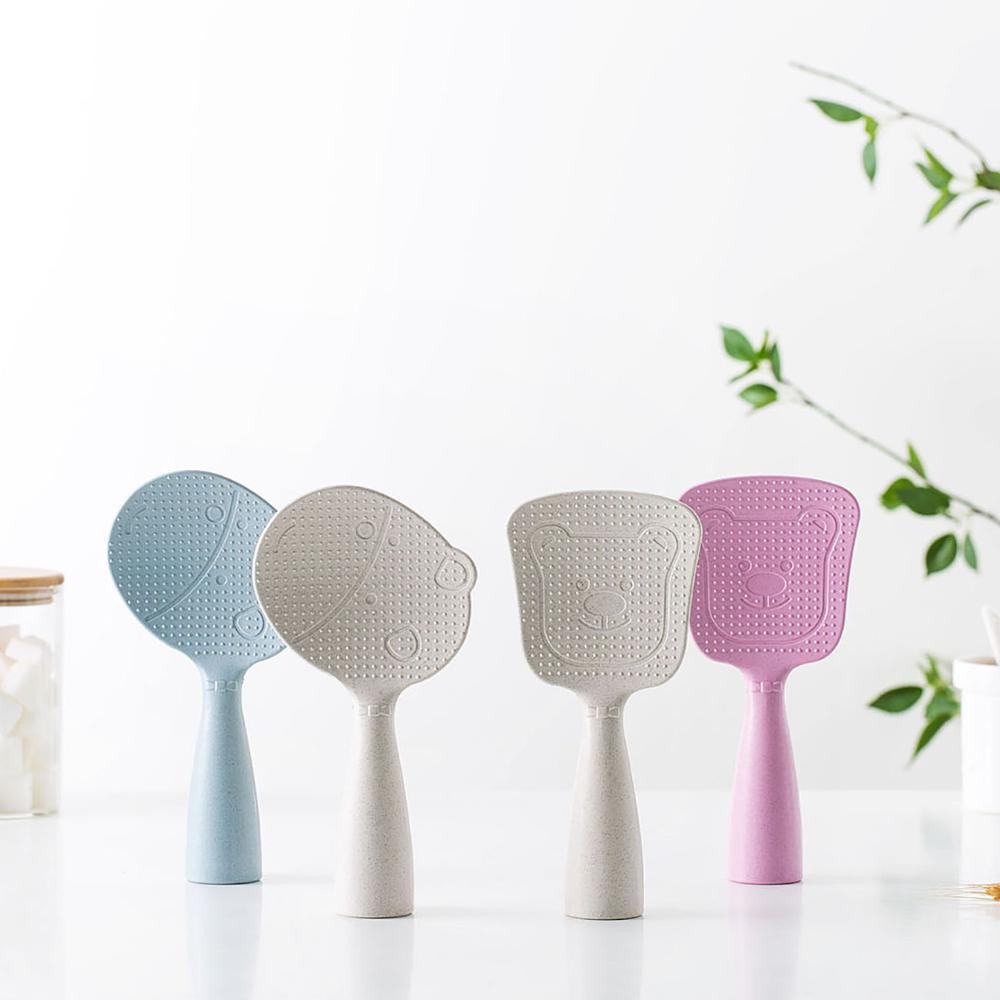 Cute Kitchen Rice Spoon Plastic Rice Paddle Non-stick Rice Scoop Long Handle Serving Spoon Kitchen Accessories