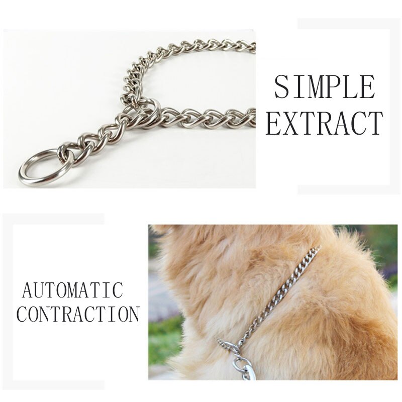 Pet supplies stainless steel chain dog training choke, suitable for small and medium-sized large dogs chrome-plated metal