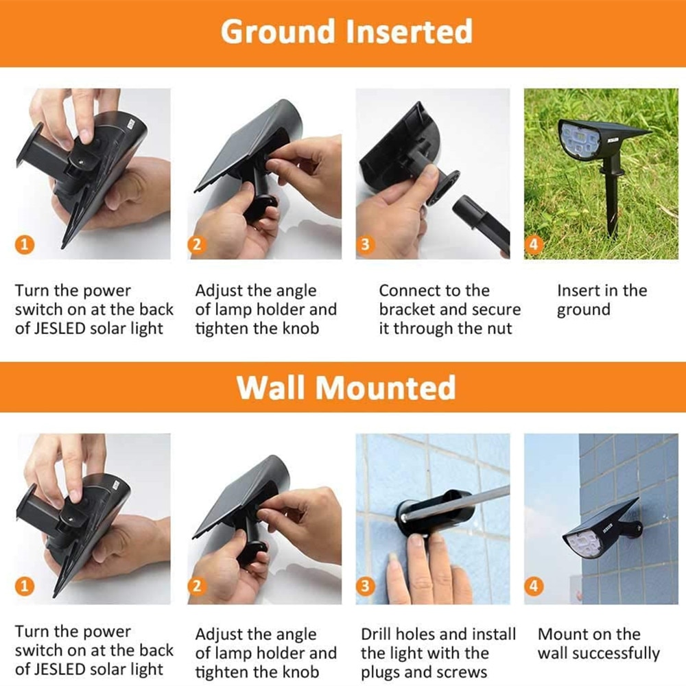 JESLED Solar Lamp Led Solar Light Outdoor Garden Landscape Lawn Lamp Decoration Powered Sunlight Waterproof Street Lighting