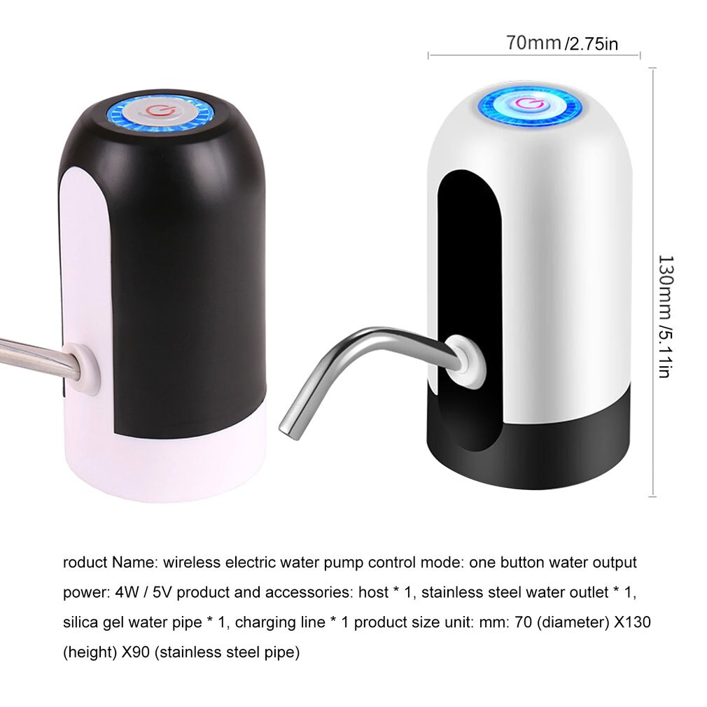 Samrt Water Fles Pomp Draadloze Automatische Drinkwater Pomp Draagbare Elektrische Water Dispenser Met Led Licht