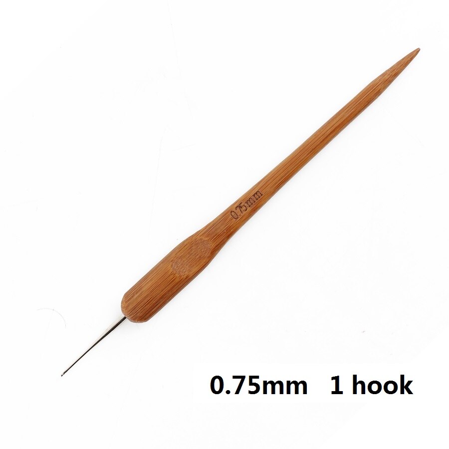 0.75Mm Crochet Hooks Dreadlock Hair Braids Needle Single Double Hook Crochet Tools Bamboo Handle Crochet Needles For Braid Craft: jianwei0.75mm1hook