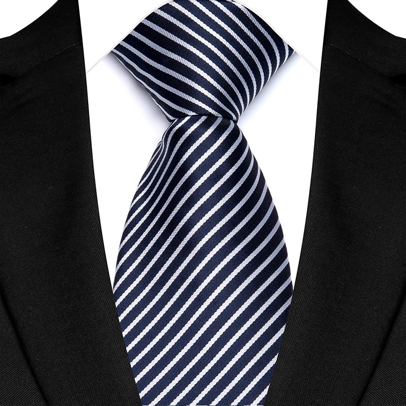 Corbata de lujo de 8CM para hombre, corbata lisa de rayas de puntos de Color gris plateado para novio, corbata tejida de Jacquard para de boda de negocios: Castaño