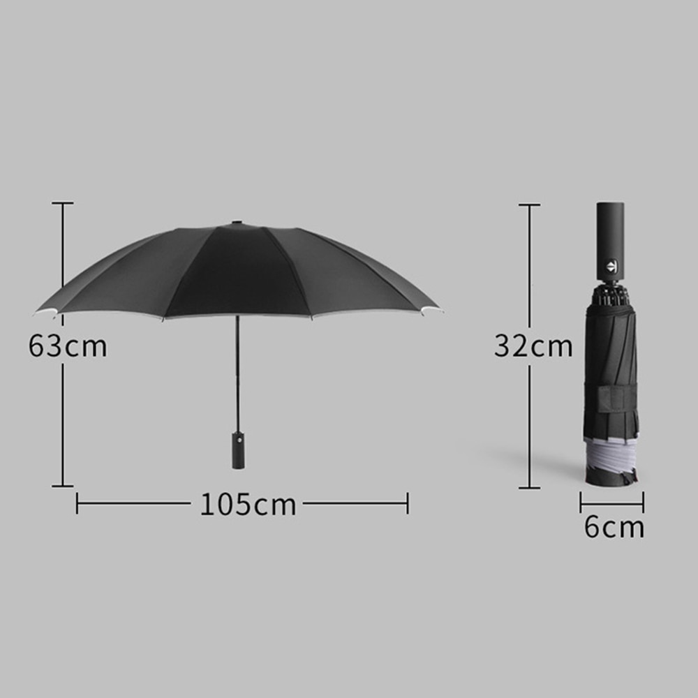 Reverse Umbrella Automatic 3-stage 10 Ribs Burgundy Gray Blue Black Folding Men's Umbrella Male From Rain Windproof For Men