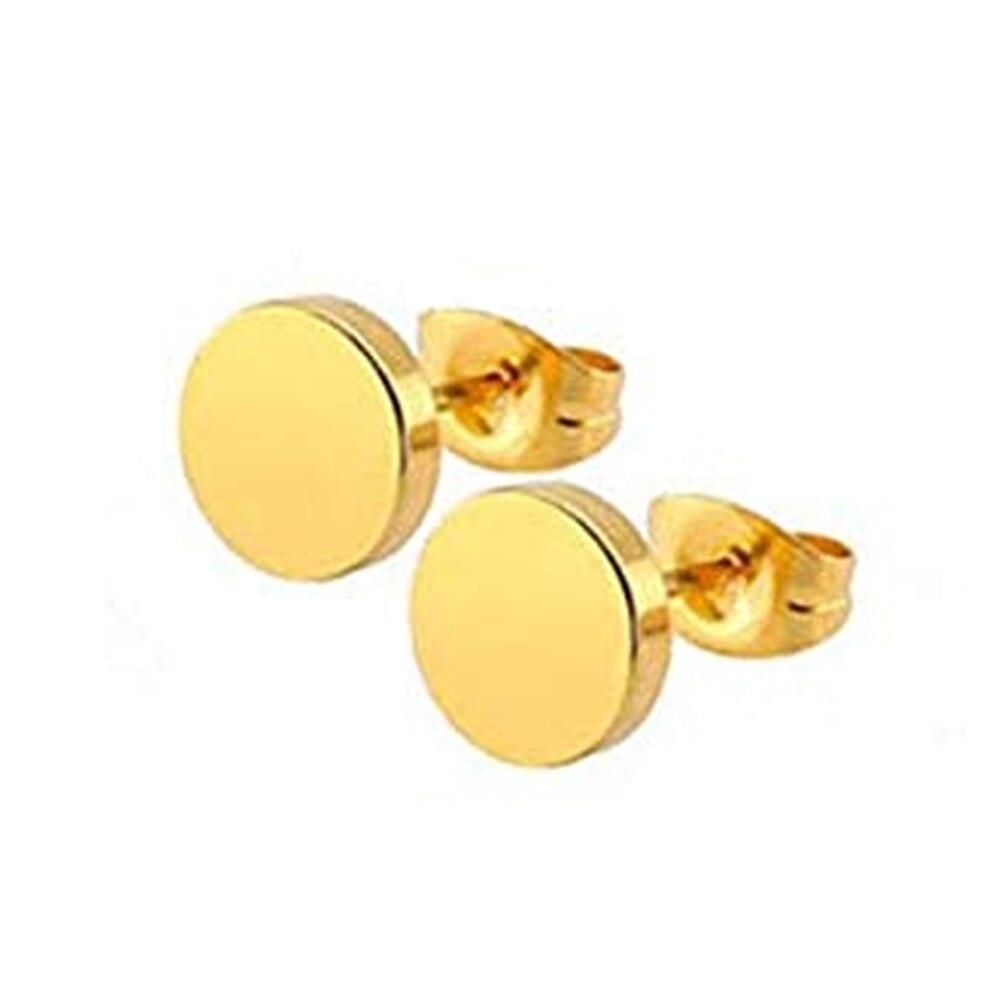 6 Style 316L Stainless Steel Dangle Round Cross Leaf Earring for Men Women Cool Punk Eboy Stud Earring Set: Style E Gold