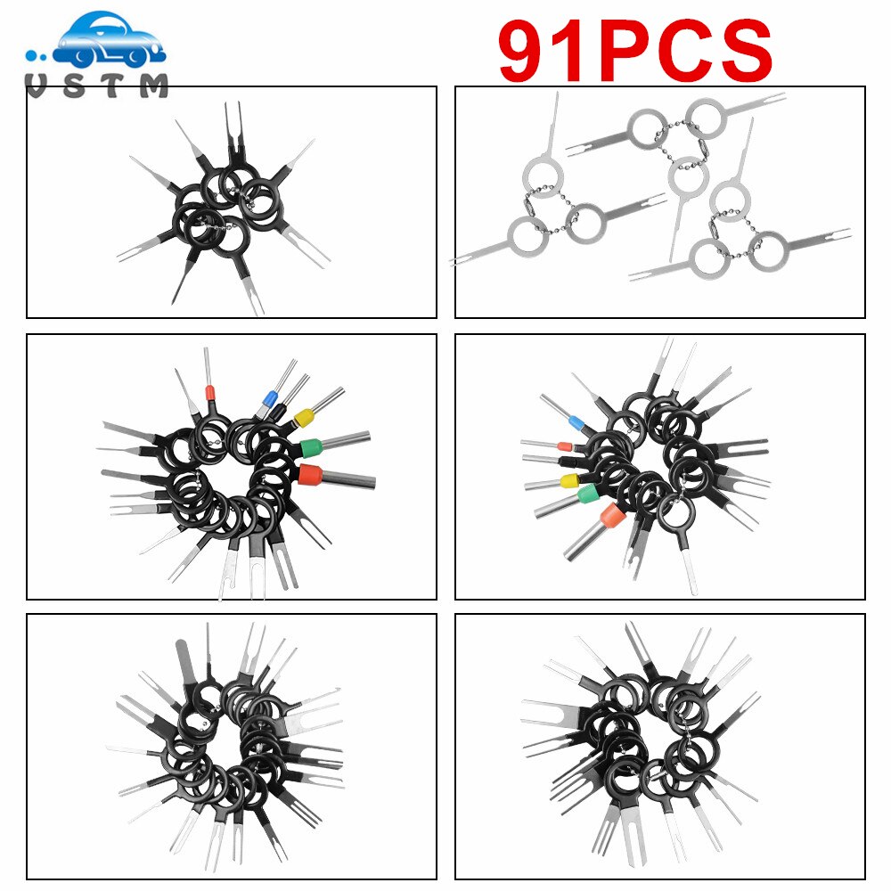 91pcs Car Terminal Removal Kit Wiring Crimp Connector Pin Extractor Puller 59pcs Terminal Repair Tools