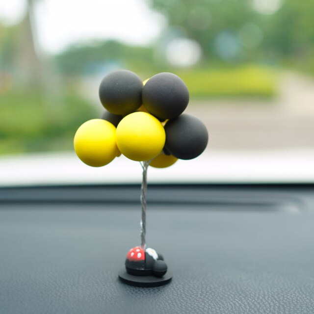 Cartoon Kleur Zachte Klei Reclame Ballon Decoratie Auto Accessoires Om Voor Meisjes Auto Decoratie Instrument Auto Accessoires: Yello-black balloon