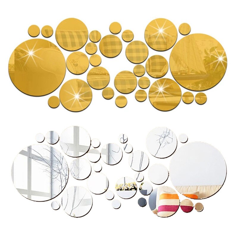 26 stuks 3d spiegel muurstickers ronde spiegel diy tv achtergrond badkamer stickers muurdecoratie slaapkamer badkamer huisdecoratie spiegel