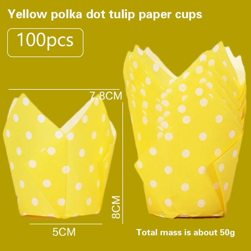 100 stk. tulipanforme til cupcakeforme, papirforme til muffins, cupcakepapir til fest, hjemmelavet kageform, bagepapir, værktøj, indpakningsetui: Burgunder