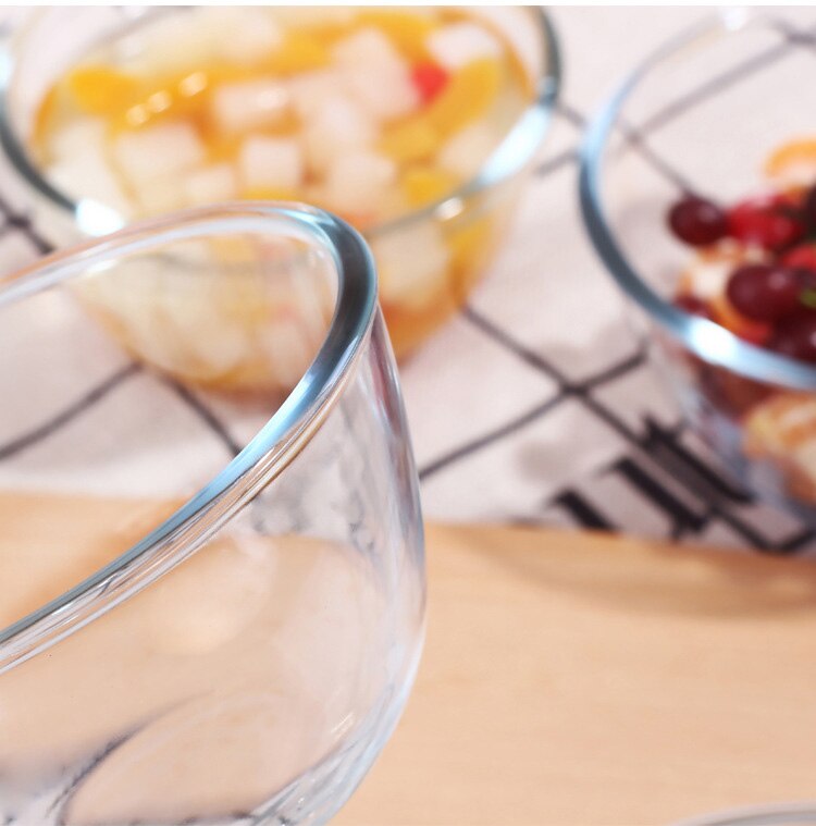 Tigela de cereais de vidro transparente engrossado salada de frutas sobremesa copo doméstico resistente ao calor forno de microondas tigelas especiais único