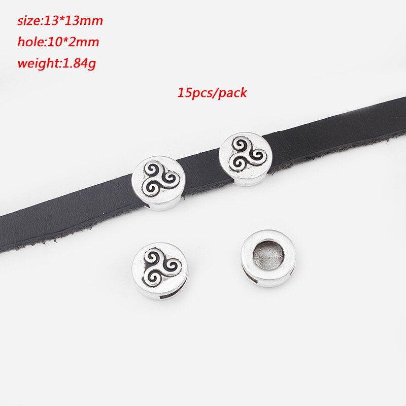 1 pacote antigo redondo triskele trisk espiral slider espaçador caber 10mm cabo de couro liso pulseira jóias descobertas fazendo: style5
