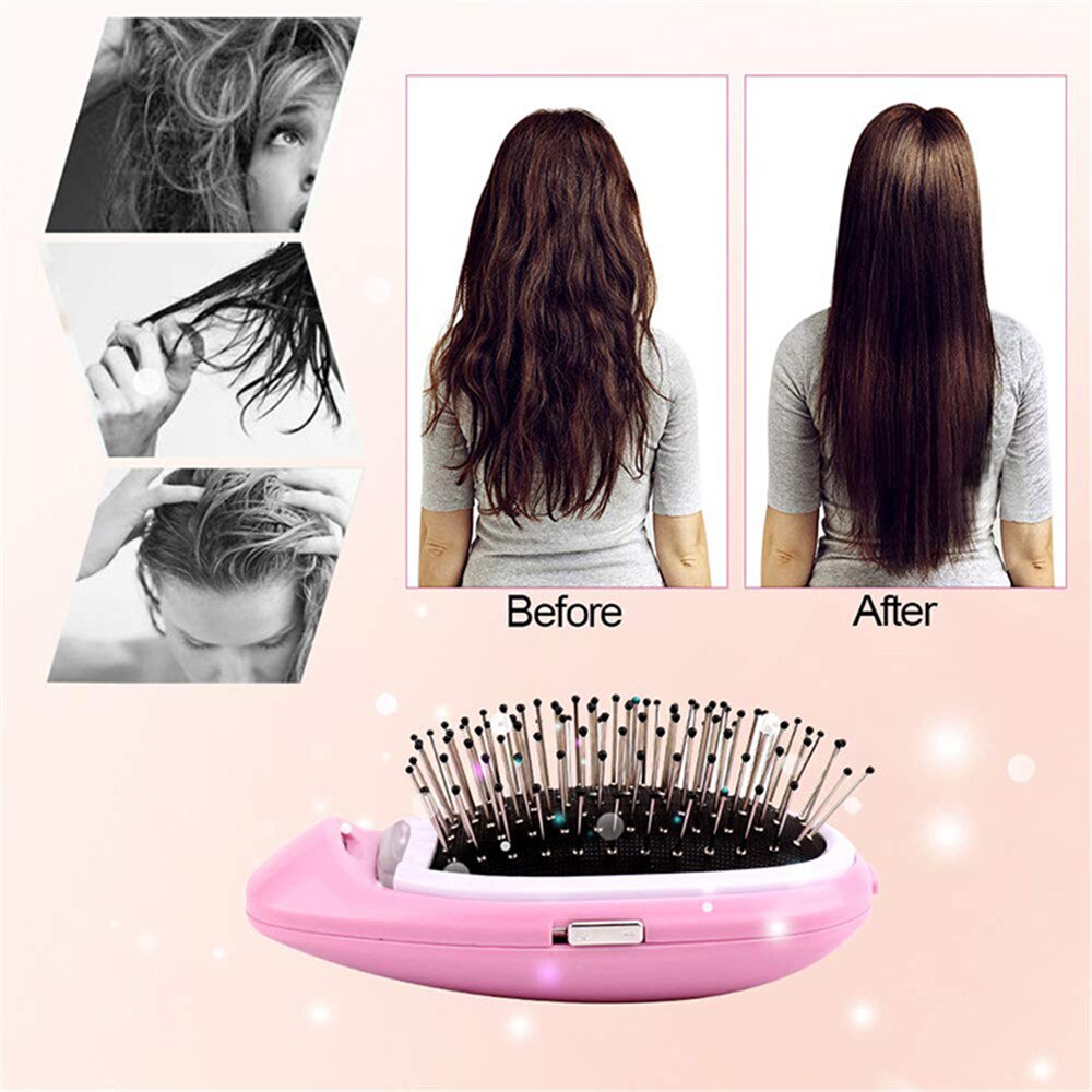 Cepillo de pelo de masaje eléctrico pequeño peine de iones negativos, peine iónico para el pelo, cepillo de pelo antiestático para niñas