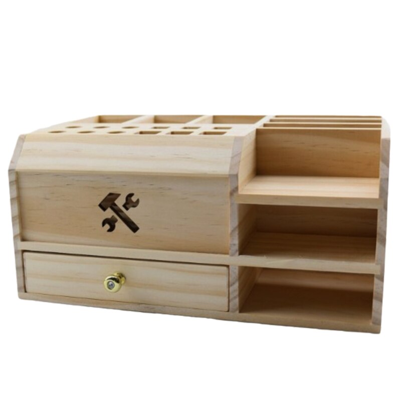 Wooden Multi-purpose Storage Organizer with Drawerfor Tools and Sundries Storage Box Tools and Artist Tool Box M4YD