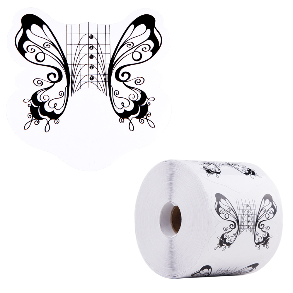 500 Uds puntas de extensión de uñas molde acrílico formas inferiores papeles de Gel de construcción plantilla de manicura herramienta francesa de fibra: plum