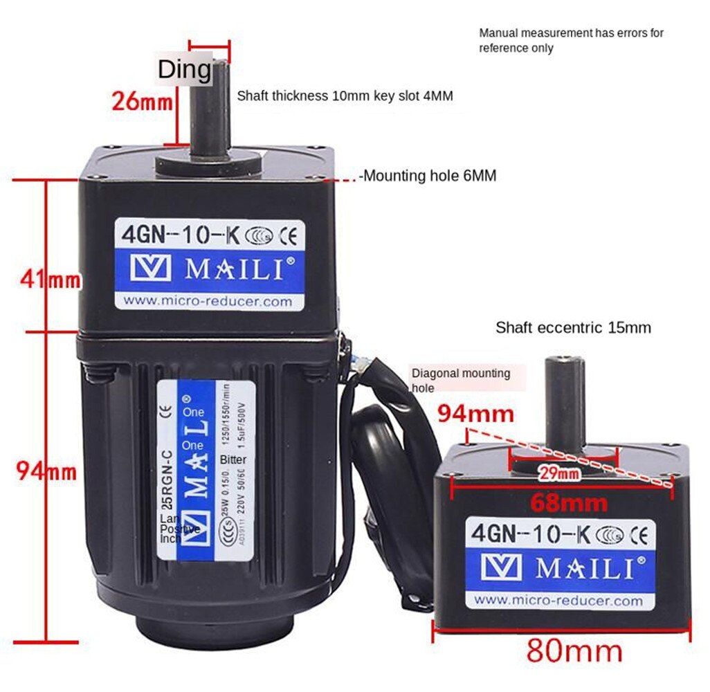 25W 220V Einstellbare Geschwindigkeit Motor AC Getriebe/Getriebe Motor Reversible Motor 4RK25GN-C