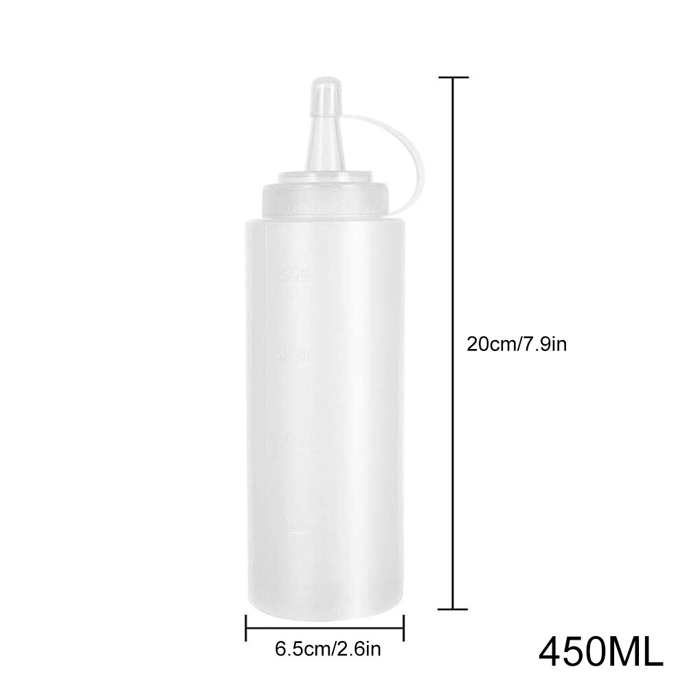 Botellas de plástico con tapa para salsa, botella aderezo ensalada, bote para salsa de tomate, 10 Uds.: 450ml