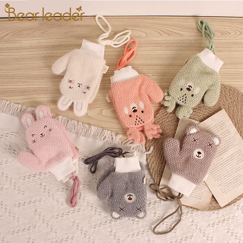 Bär Führer Mädchen Baby Handschuhe Neue Karikatur Nette Fäustlinge freundlicher Gestrickte Winter Warme freundlicher Zubehör Wolle Handschuhe