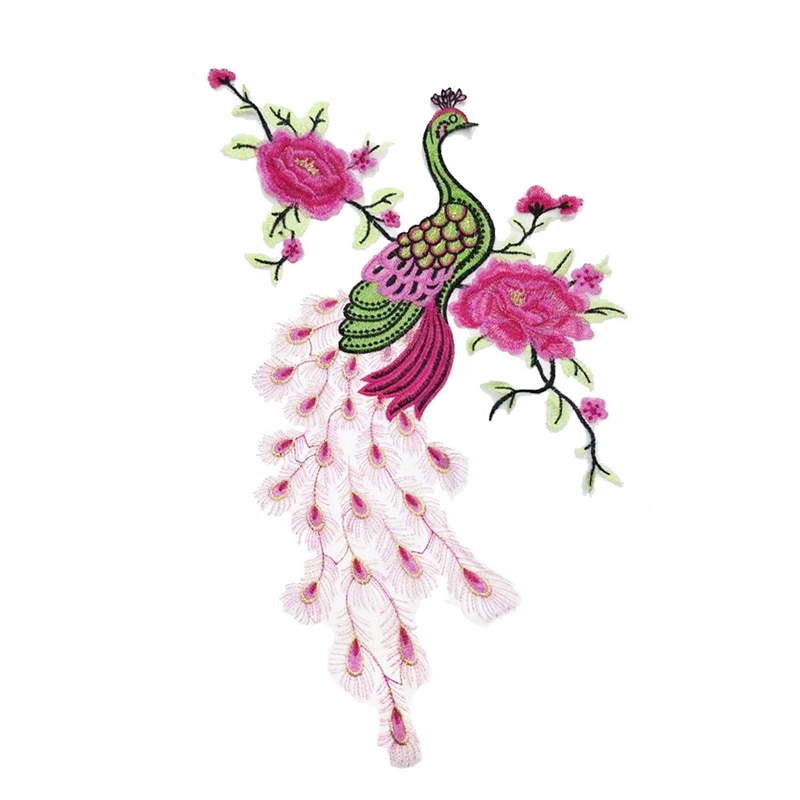 Pfau Patch NäHenne auf Kleidung Stickerei Applikationen Blumen DIY NäHenne Kleidung Flecken Großen Aufkleber Stickerei Blume Ich bin Knopfloch