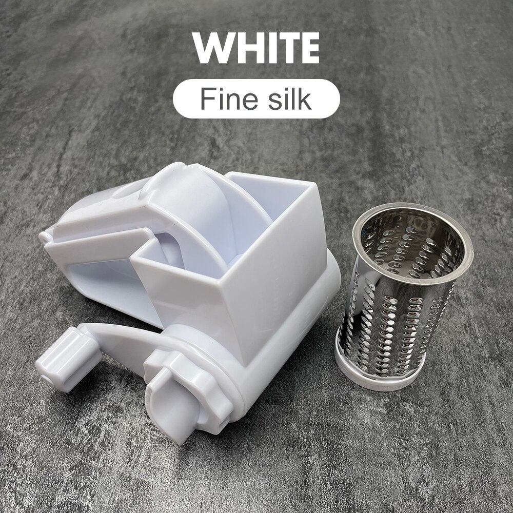 Stainless Steel Rotary Cheese Grater Gadgets for Kitchen Cheese Slicer Machine Wire Oiler for Butter Box Dish Chocolate Shredder: WHITE-1