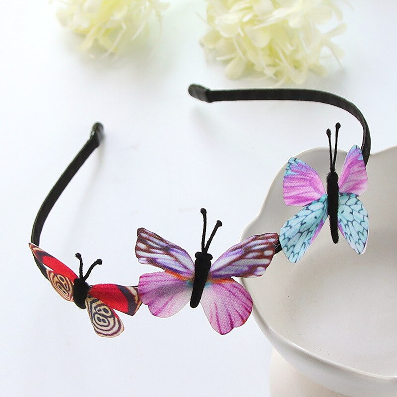 Banda de pelo para niños de mariposa , de princesa Hada, diadema, 1 pieza, accesorios para el cabello para fiestas de niñas, coloridos niños hechos a mano