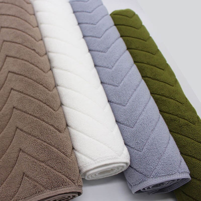 Cotton Towel-Shaped Ant-slip Bath Mat Entrance Doormat Machine Washable Toilet Bathtub Floor Mats 45x75cm