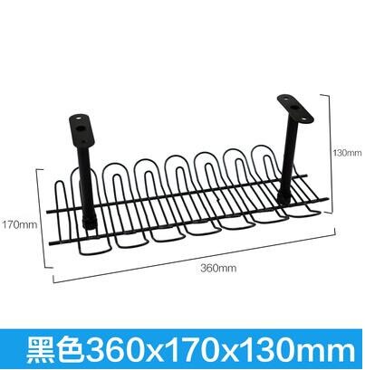 Multi purpose hanging basket Metal Table Bottom Shelf for plug socket Storage rack holder Home Office Desk Cable Wire Organizer: black 360mm