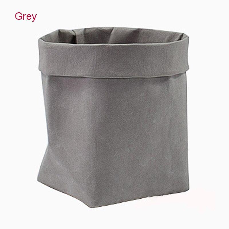 Flower Pot Kraft Paper Washable Plants Vegetable Grow Bag Succulent Planter Flowerpot Desktop Organizer Storage Bag 35: Grey / 8 x 8 x 15cm