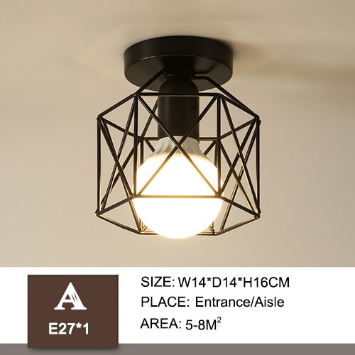 Jerngang loftslamper minimalistisk nordisk vintage balkon,køkken loftlampe foyer jern indgang små loftslamper: -en