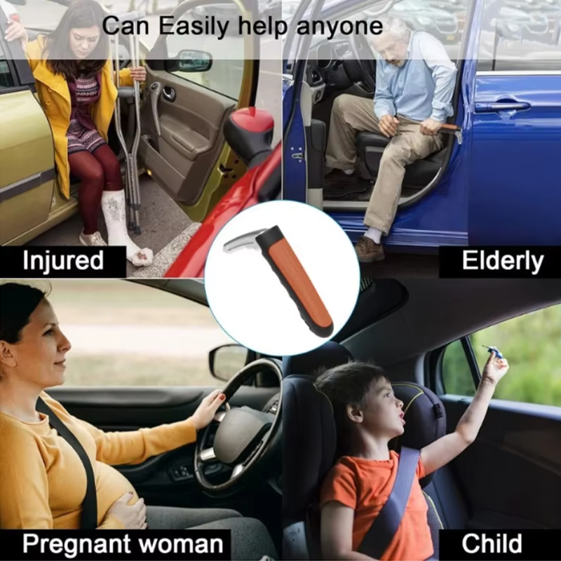 Alça de apoio para porta de carro para idosos 2 em 1, multifuncional, com quebra-vidros portátil, alça automotiva para veículos.