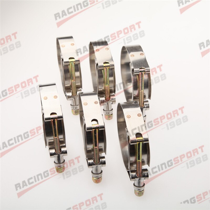 6PCS 4.0" inch 105/117mm Turbo Pipe Hose Coupler T-bolt Clamps Stainless Steel