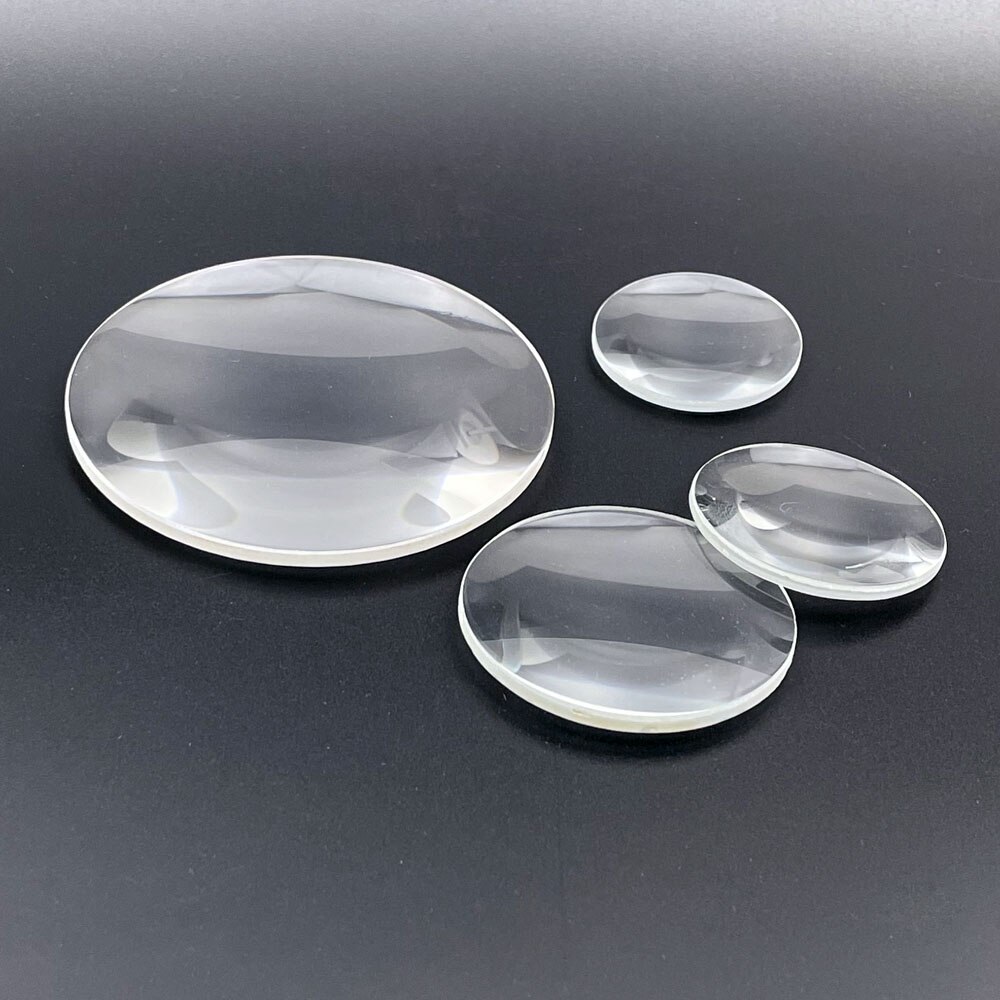 Lupa de 36mm, 40mm, 50mm, 80mm, lente de aumento 10x, 8x, 6x, vidrio óptico, proyector doble convexo, instrumento científico Experimental