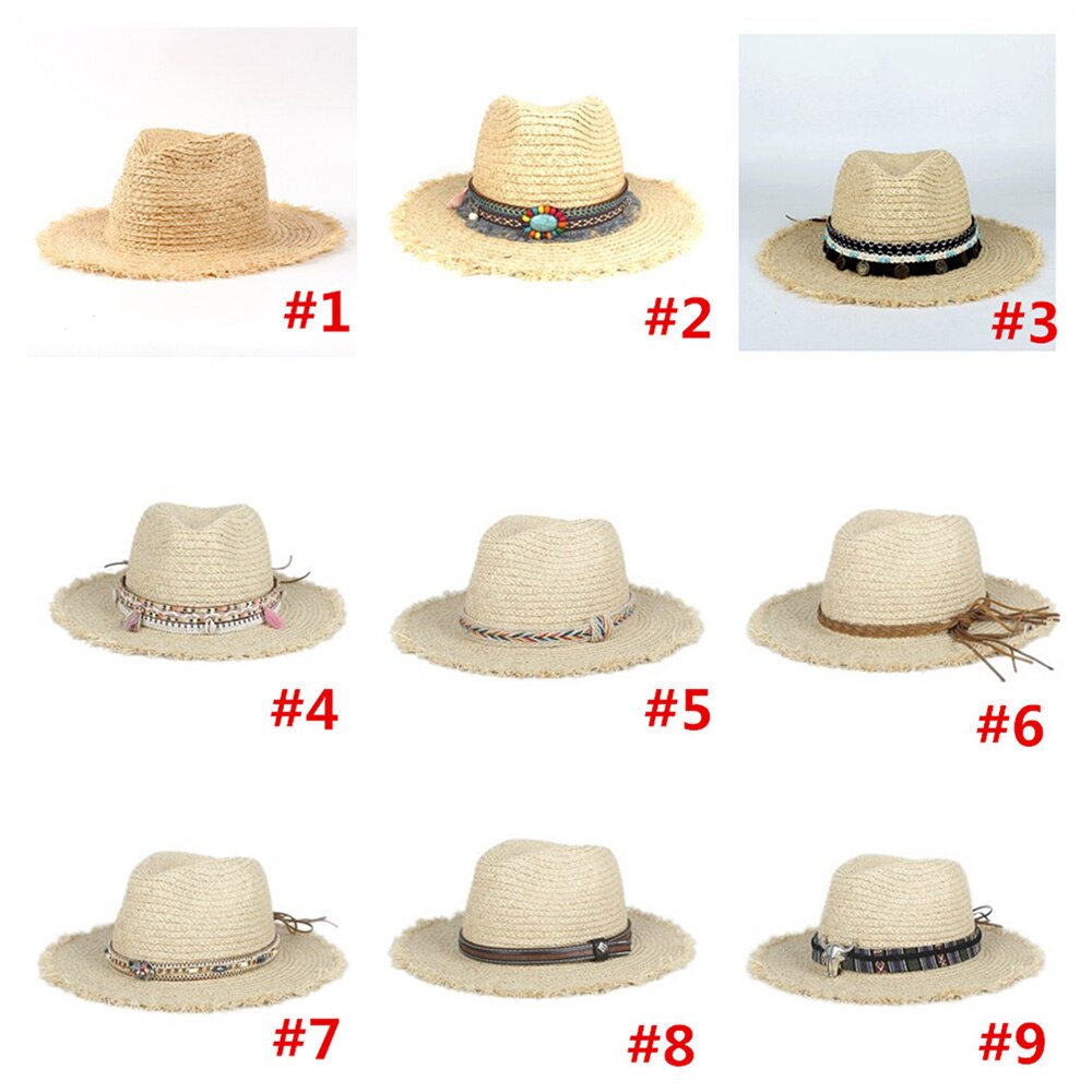 Japan raffia halm sommer kvinder rejser strand solhat dame bohemia bred skygge panama solhat solhat str. 56-58cm