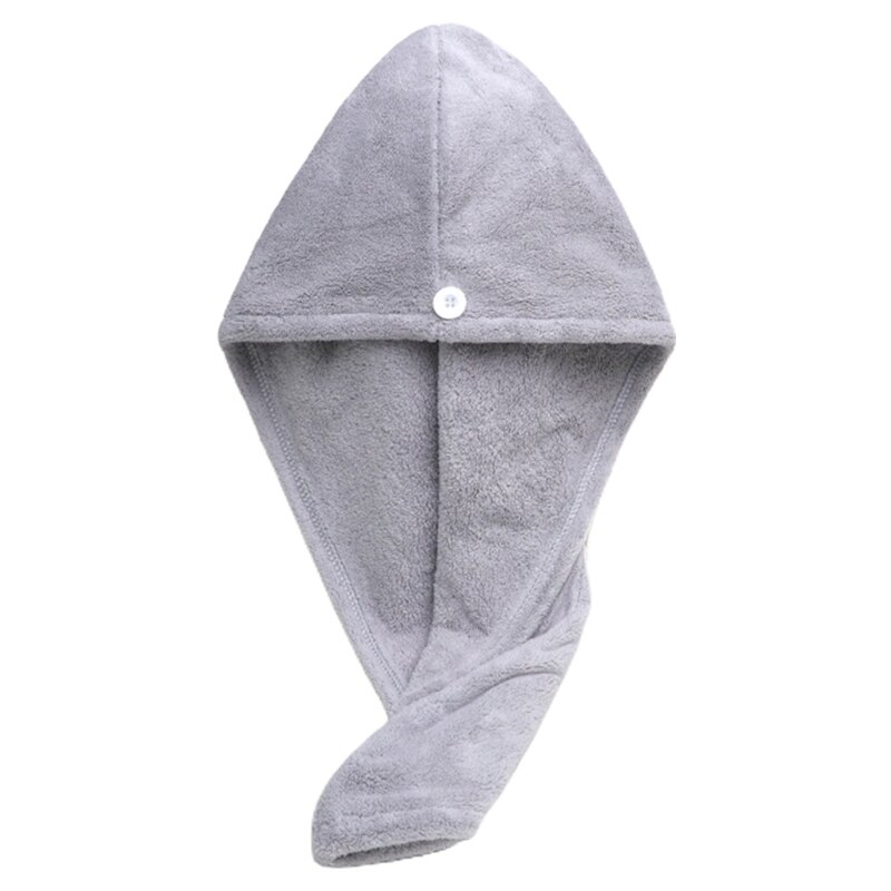 Haar Handdoek Wrap Voor Vrouwen Zacht Koraal Fleece Haardrooginrichtingen Hoed Met Knop Bad Handdoeken Super Absorberende Snel Droog Haar tulband Voor: Light Grey