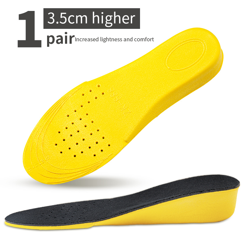 Vrouwen Hoogte Toename Binnenzool Sjablonen Voor Voeten Memory Foam Wedge Inner Inserts Schoenen Vrouwelijke Verhoog Pad Groeiende Sole Inlegzolen: YELLOW