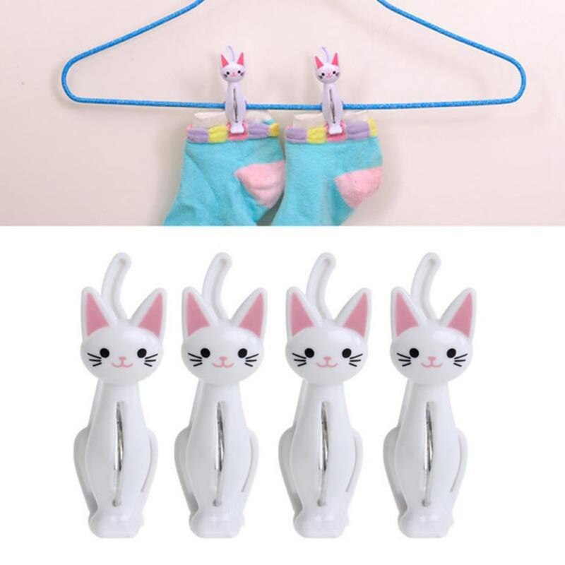 4Pcs/Set Cute Cat Clamp Shape Sealing Clip Portable Clip For Snack Moisture-proof Plastic Clothespin Drying Clip Decorations