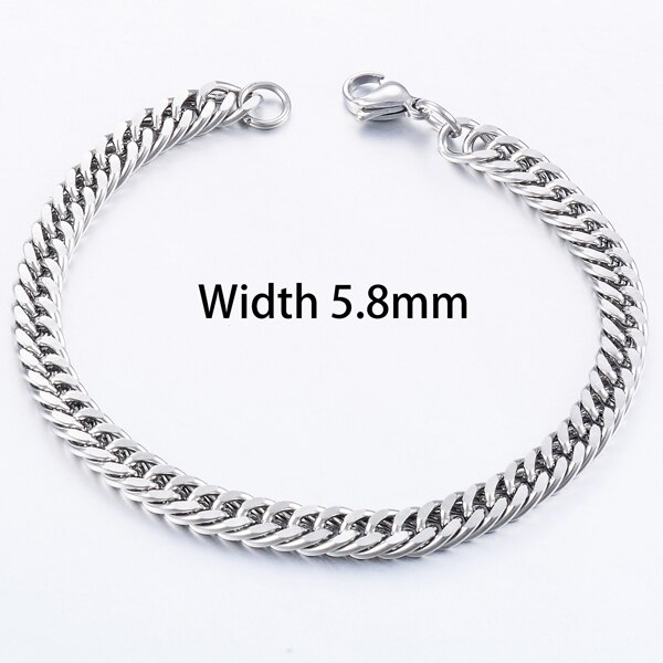 Men's Stainless Steel Cuban Bracelet Hip-Hop Jewelry: Silver 5.8mm / 16cm