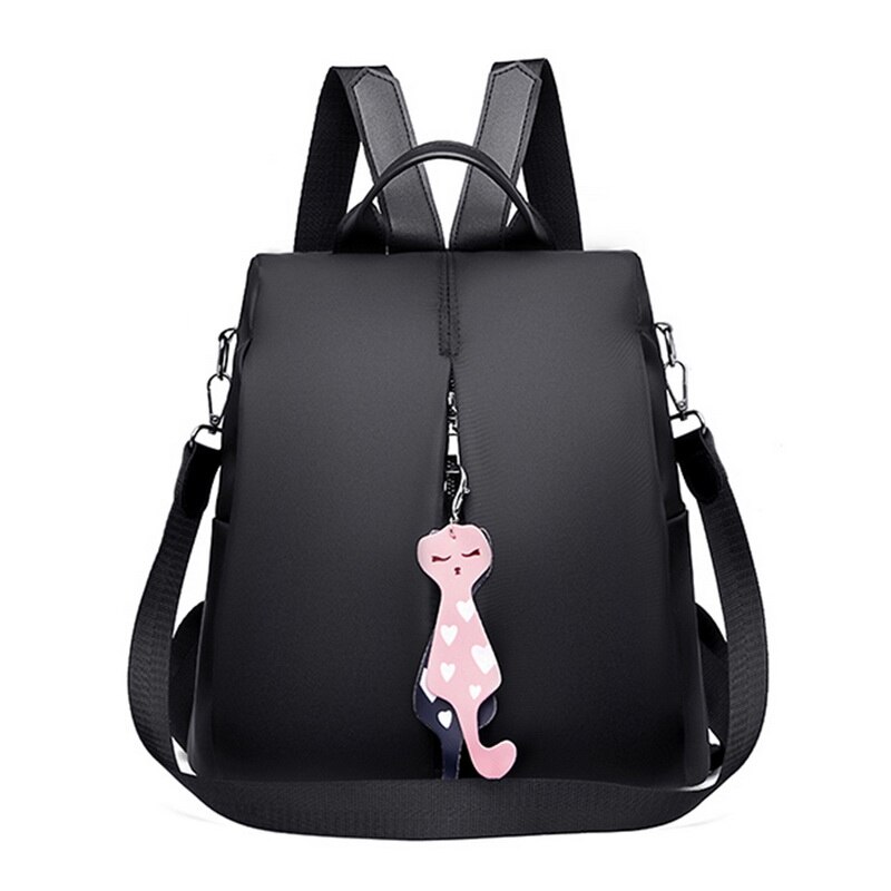 Anti Theft Backpack Women Shoulder School Bag For Teenage Girls Nylon Female Zipper Backpack Ladies Casual Book Bag: black E